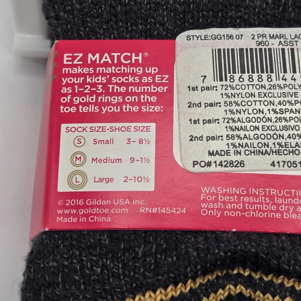 Gold Toe Kids Girl Size Medium 9-1.5 Boot Socks 2 Pair New Lace Ruffle Pink Gray